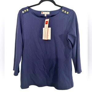 NWT JUDE CONNALLY Lindsey Ponte Knit Tunic Top Women’s Medium Blue Minimalist